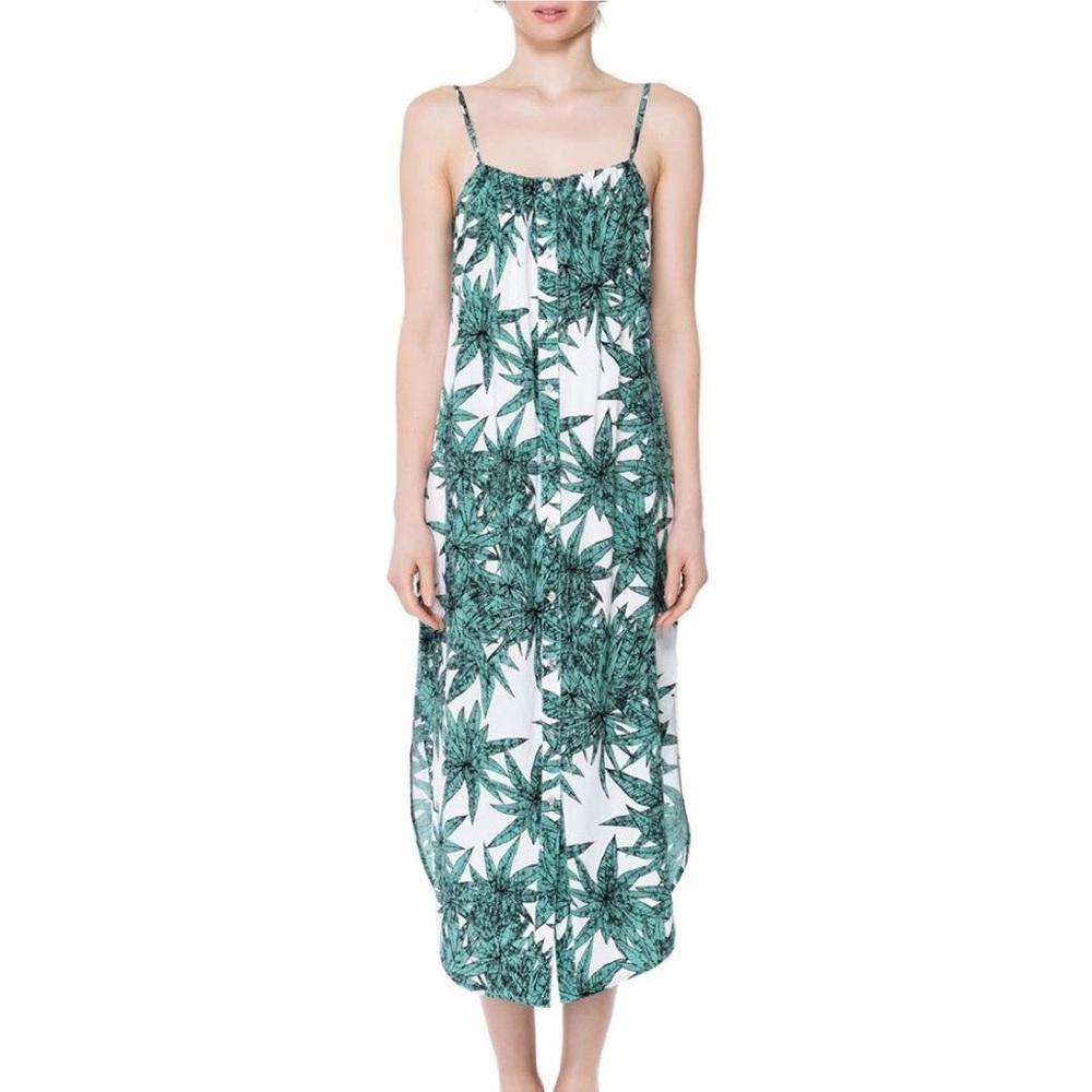 Mara Hoffman Leaf Print Midi Dress Sz S